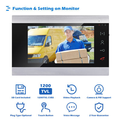 Sistema de intercomunicación residencial del teléfono video de la puerta monitor de 7 pulgadas con prenda impermeable de la detección de movimiento de la ayuda de la memoria IP65 proveedor