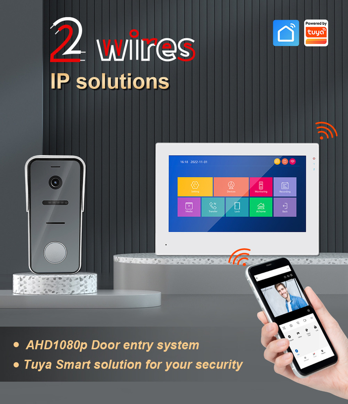 IP/WiFi de dos hilos 7&quot; teléfono video de la puerta del intercomunicador video de la pantalla táctil de HD para el apartamento del chalet con el control de Tuya APP proveedor