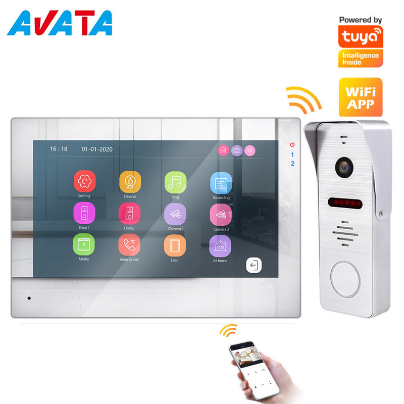 Trabajos video del intercomunicador del teléfono de la puerta del vídeo de color del intercomunicador de HD 2.0MP Wireless WiFi con el teléfono móvil por APP Tuya proveedor
